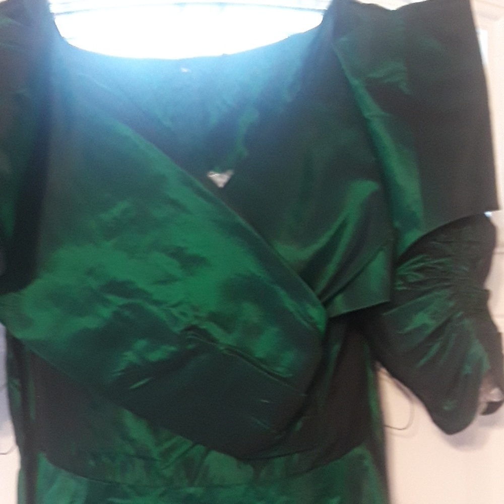 Evening dress, emerald green